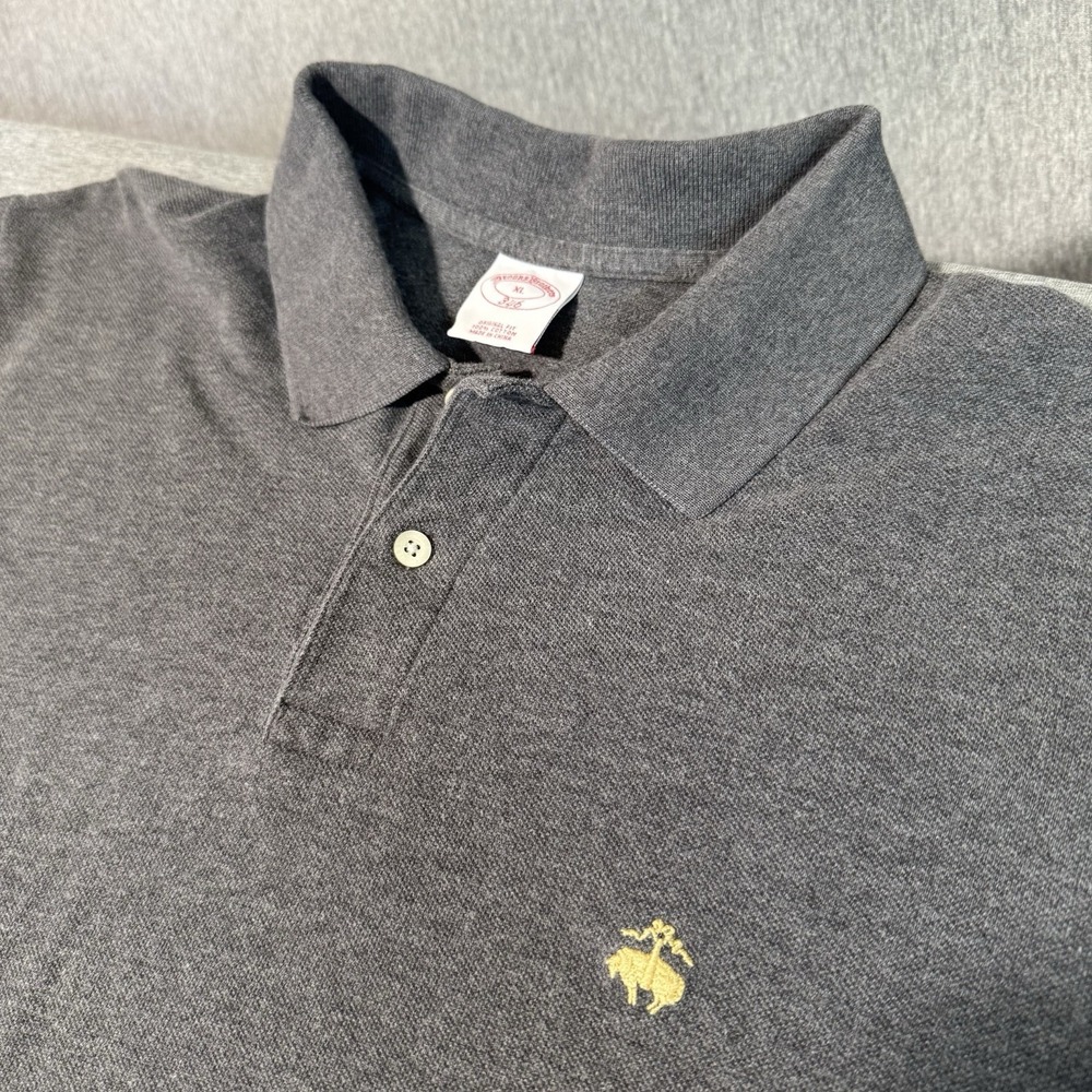 Brooks Brothers 346 Polo Men XL Gray Short Sleeve Golf